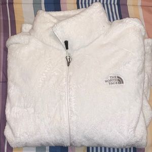 white fuzzy north face